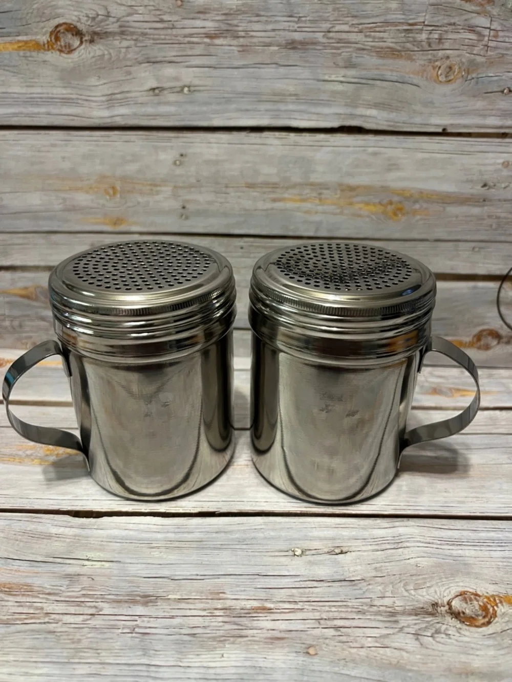 Stainless Steel Dual Salt & Pepper Shaker Set - Silver